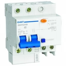Выключатель автоматический дифференциального тока 2п C 40А 30мА тип AC 6кА DZ47LE-63 CHINT 199657