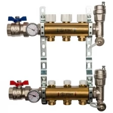 Распределительный коллектор из латуни без расходомеров 3 вых. (Stout)