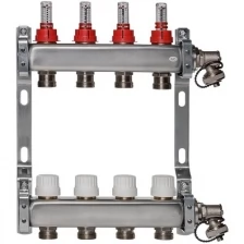 ColSys Р804R, 4 выхода. Коллекторная группа из нержавеющей стали с расходомерами, термостатическими и дренажными клапанами