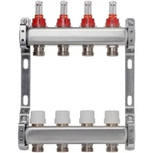 ColSys Р804, 4 выхода. Коллекторная группа из нержавеющей стали с расходомерами и термостатическими клапанами