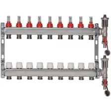 ColSys P812, 9 выходов. Коллекторная группа с расходомерами, термостатическими клапанами, автоматическими воздухоотводчиками
