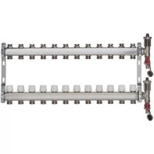 ColSys P813, 12 выходов. Коллекторная группа с отсекающими и термостатическими клапанами, автоматическими воздухоотводчиками и дренажными кранами