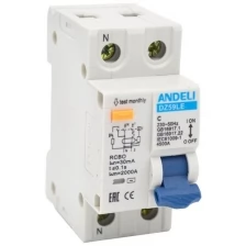 Дифференциальный автомат ANDELI DZ59LE-40 1P+N 16A 30mA х-ка С 4.5kA ADL02-052