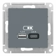 SE AtlasDesign Грифиль USB A+С, 5В/2,4А, 2х5В/1,2А, механизм